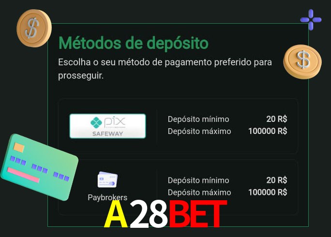 O cassino A28Bet oferece uma grande variedade de métodos de pagamento
